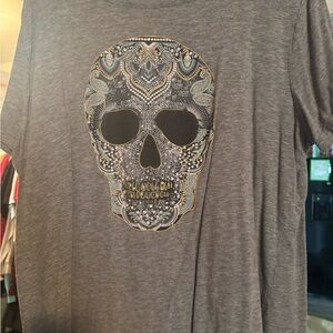 Gray Graphic Skull Tee
